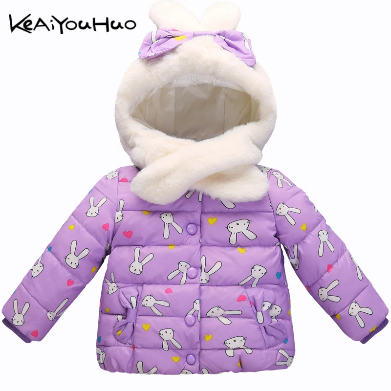 

KEAIYOUHUO Winter Boys Girls Warmth Clothes Coats Kids Christmas Down Jacket Sport Rabbit Printing Outerwear Children Clothing