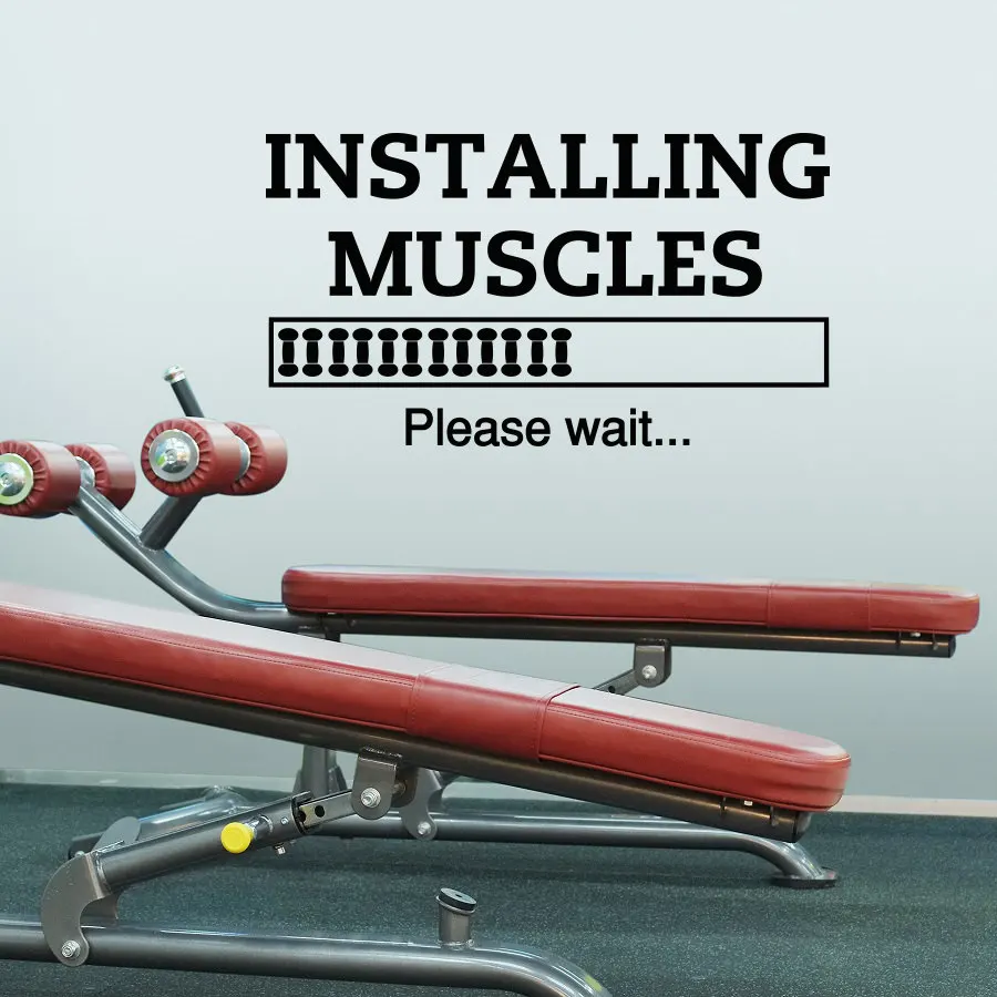 Sports Quotes Wall Decals Installing Muscles Please Wait Gym Decor