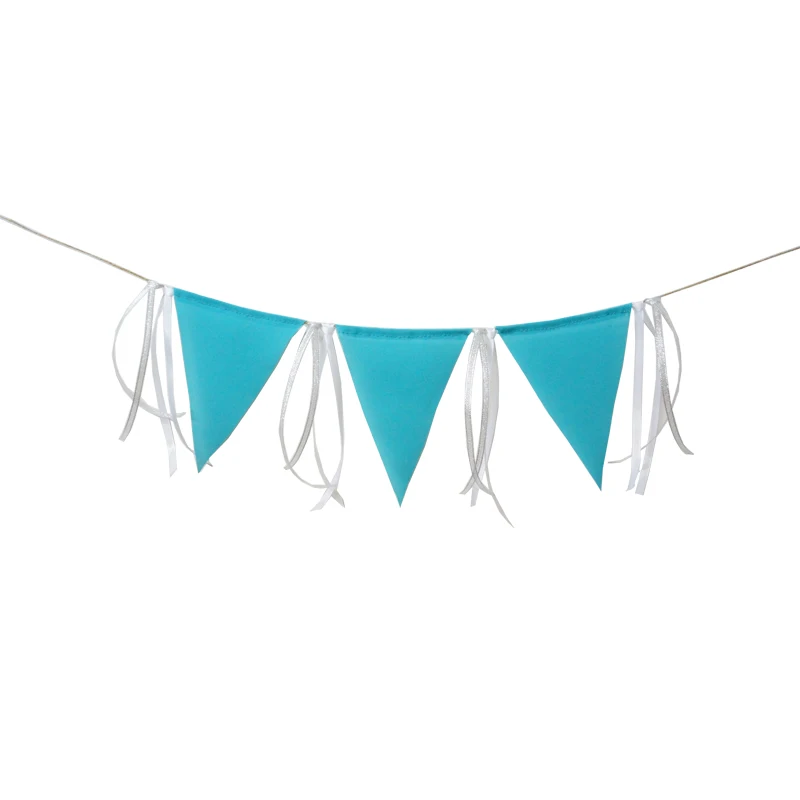 

Lake Blue Pennant Banner white silver Ribbon Birthday Party Decoration Baby Shower Flag Chair Nursery Garland