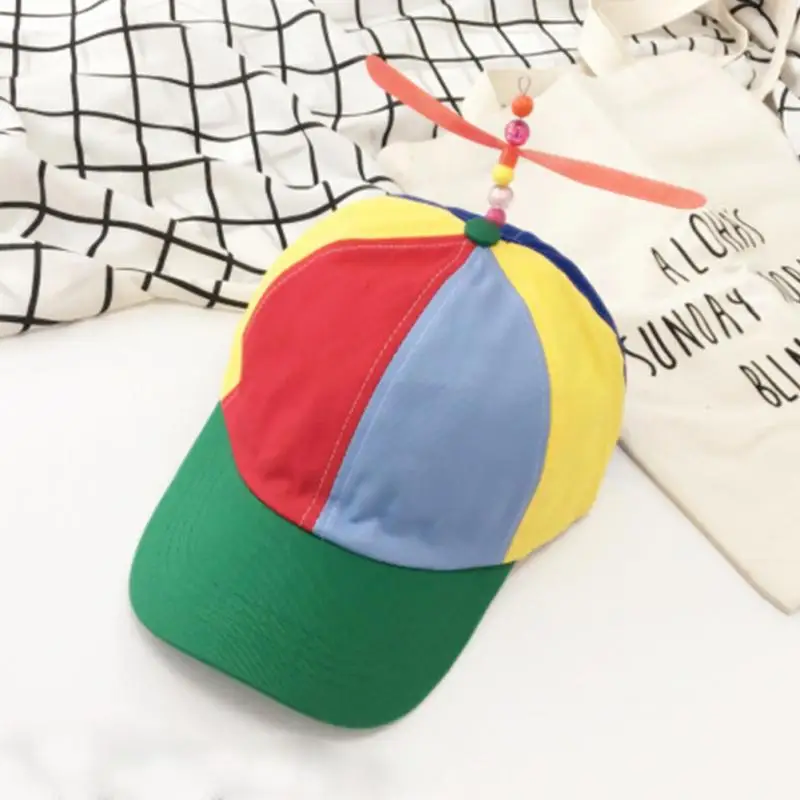 Летняя креативная Кепка с пропеллером, регулируемая бейсбольная кепка с вертолетом, модная шляпа цвета радуги для взрослых детей