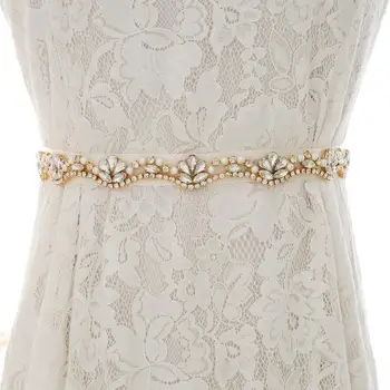 

Gold Diamond Crystal Bridal Belt Rhinestones Wedding Belt Sash For Wedding Gown dress Decoration S159G