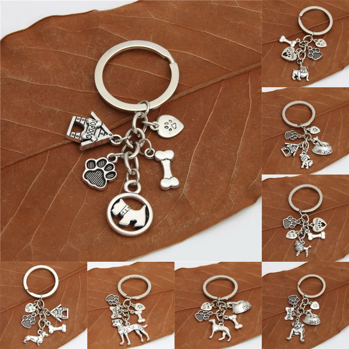 1pc Dog Bone Dog Paw Alloy Key Chain For Women Girl Bag Keychain Charm