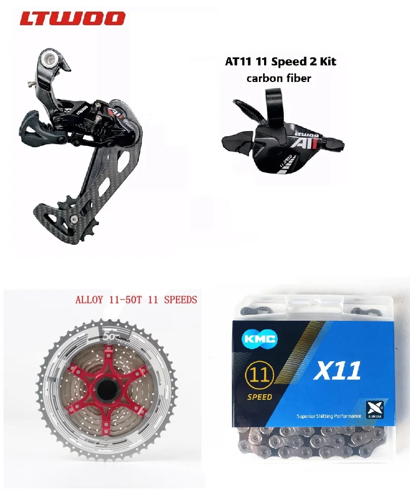 

LTWOO carbon AT 11 1x11 speed-triggered gearbox + rear derailleur, KMC 11speed chain + Racework 11 speed cassette for M7000M8000