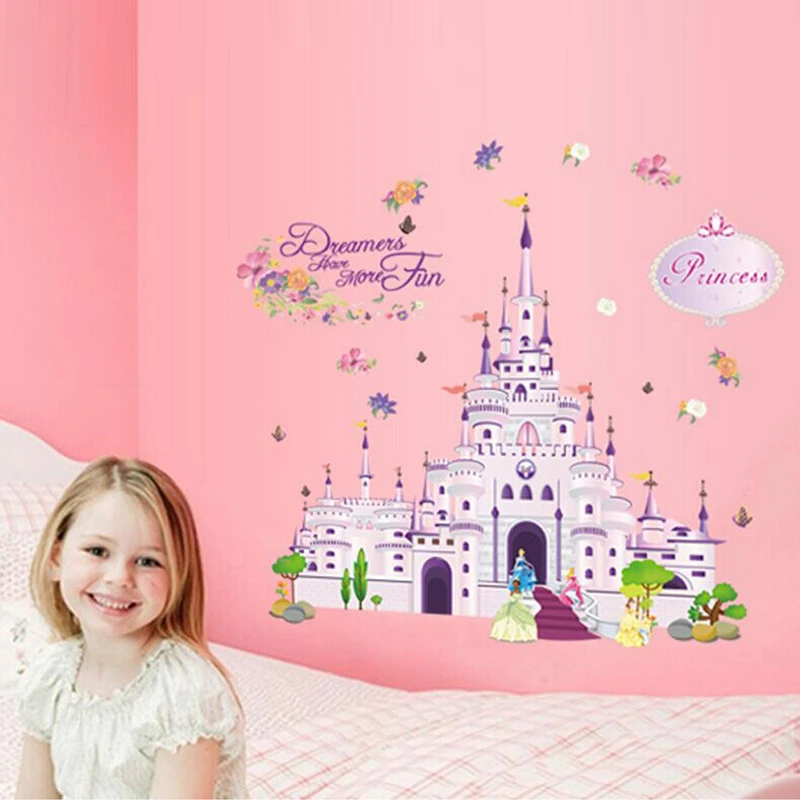 

Princess Castle Kids Girls Bedroom Decorations Carton Home Decal Decor Decorative Gifts Sticker Art