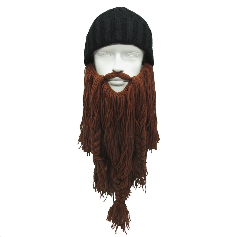 Mens Bearded Beanie Extra Long Braided Beards Crochet Cosplay Halloween
