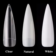 Makartt 100 упаковок длинные острые ногти длинные острые Типсы для дизайна ногтей акриловый салон белый натурально чистый A0509XX