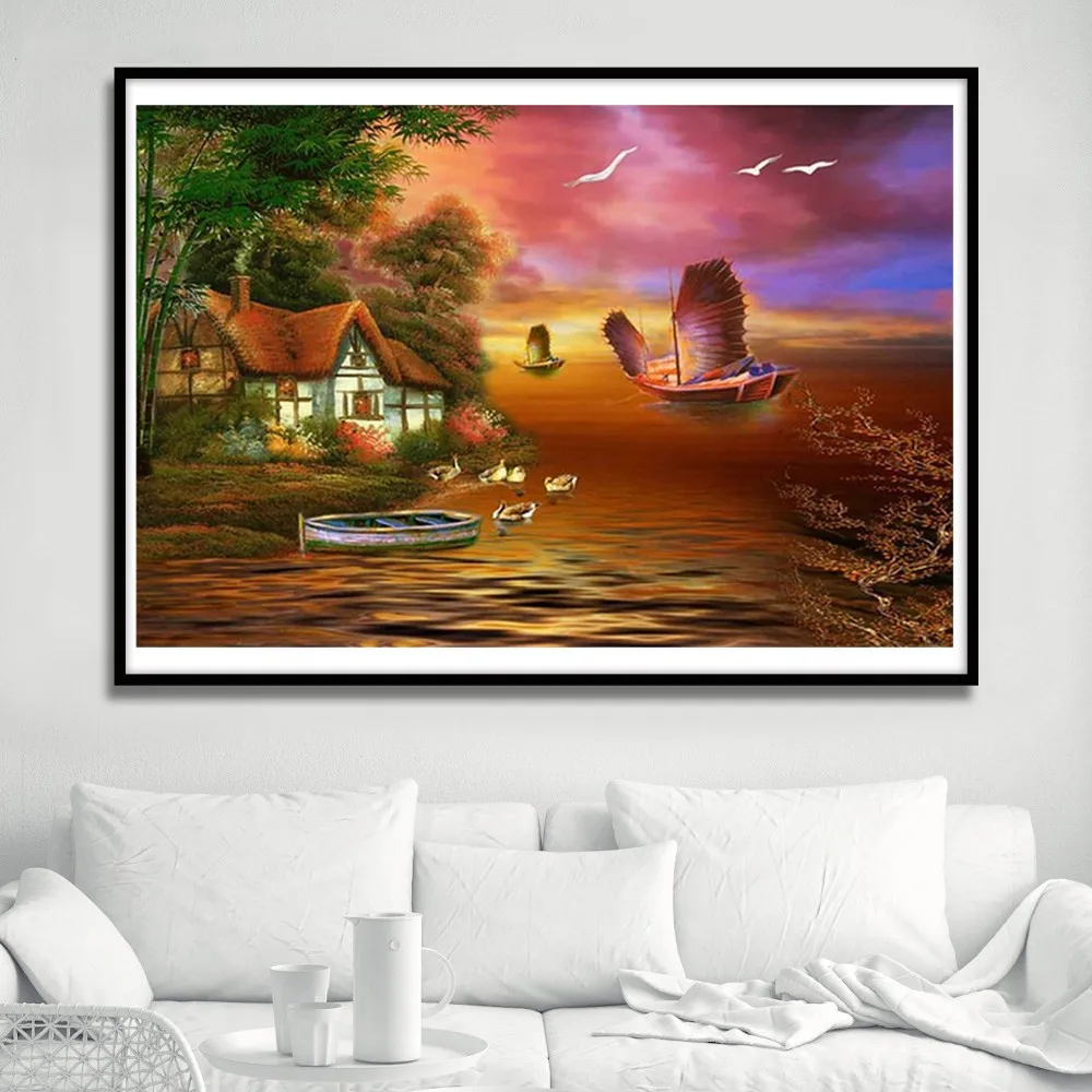 

ISHOWTIENDA 5D Embroidery Paintings Rhinestone Pasted DIY Diamond Painting Cross Stitch