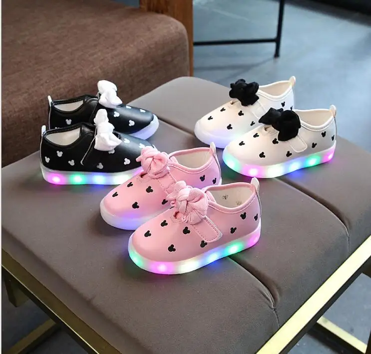 

Hot Spring autumn summer new style children light shoes Girl Butterfly Knot LED light shoes light shoes for baby girl shoes
