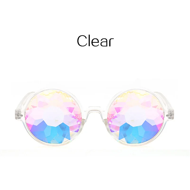 Kaleidoscope Glasses Rave Men Round Kaleidoscope Sunglasses Women Party Psychedelic Prism Diffracted Lens EDM Sunglasses Female square sunglasses Sunglasses