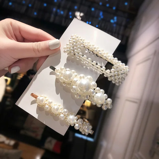 

2019 Popular Fashion Hot Sale Girls Imitation Pearl Beads BB Hair Clips Pins Simple Fashion Hairpins Women Luxury Sweet Hairgrip