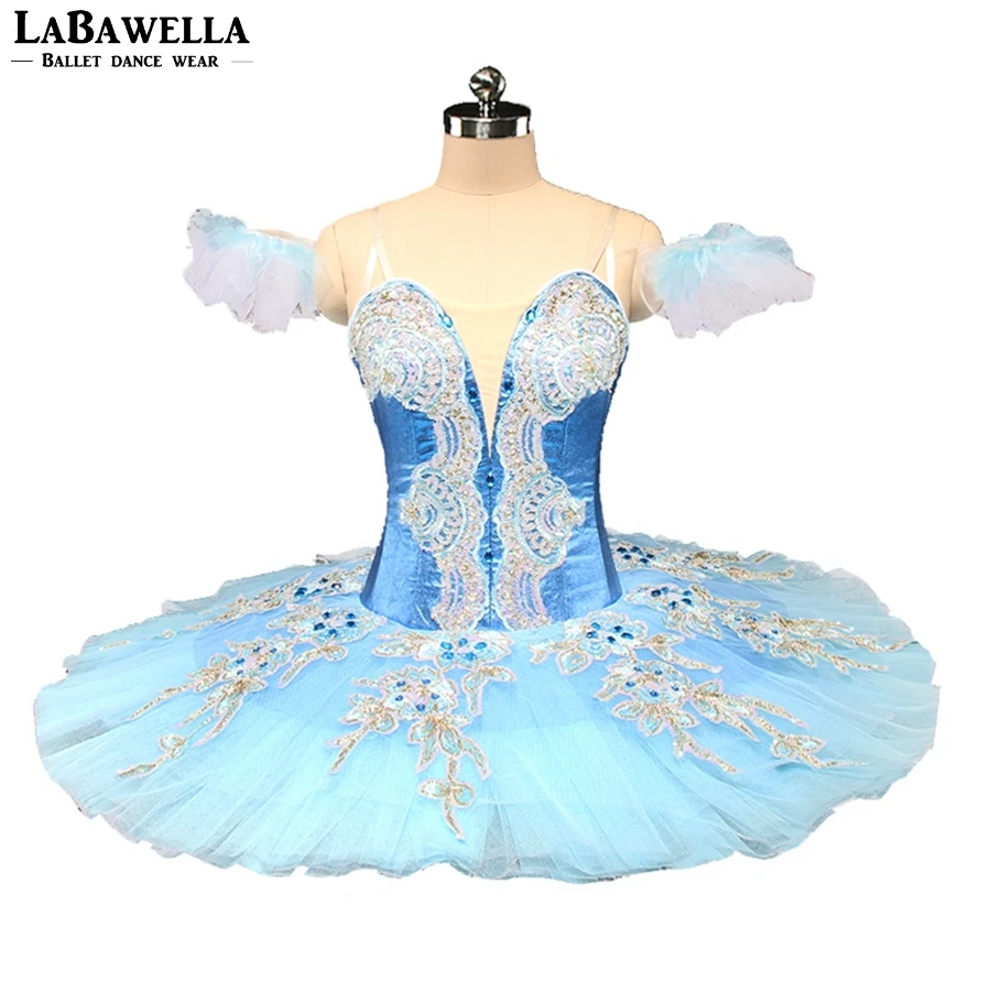 Performance Blue Bird Stage Cosutme Free Shipping Blue Fairy Professional Ballet Tutu Women Pancake Paltter BT9161