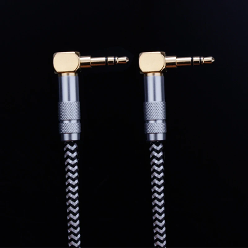 OFC Nylon Aux Cable straight 3.5mm Male to bend 3.5 mm Male Jack Auto