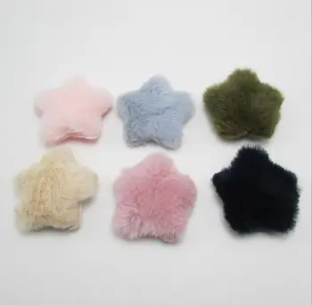 

5cm 24pcs/lot Children's hair Clip Accessories DIY Handmade Furry Felt Cat Star Padded Applique for Headwear Decoration