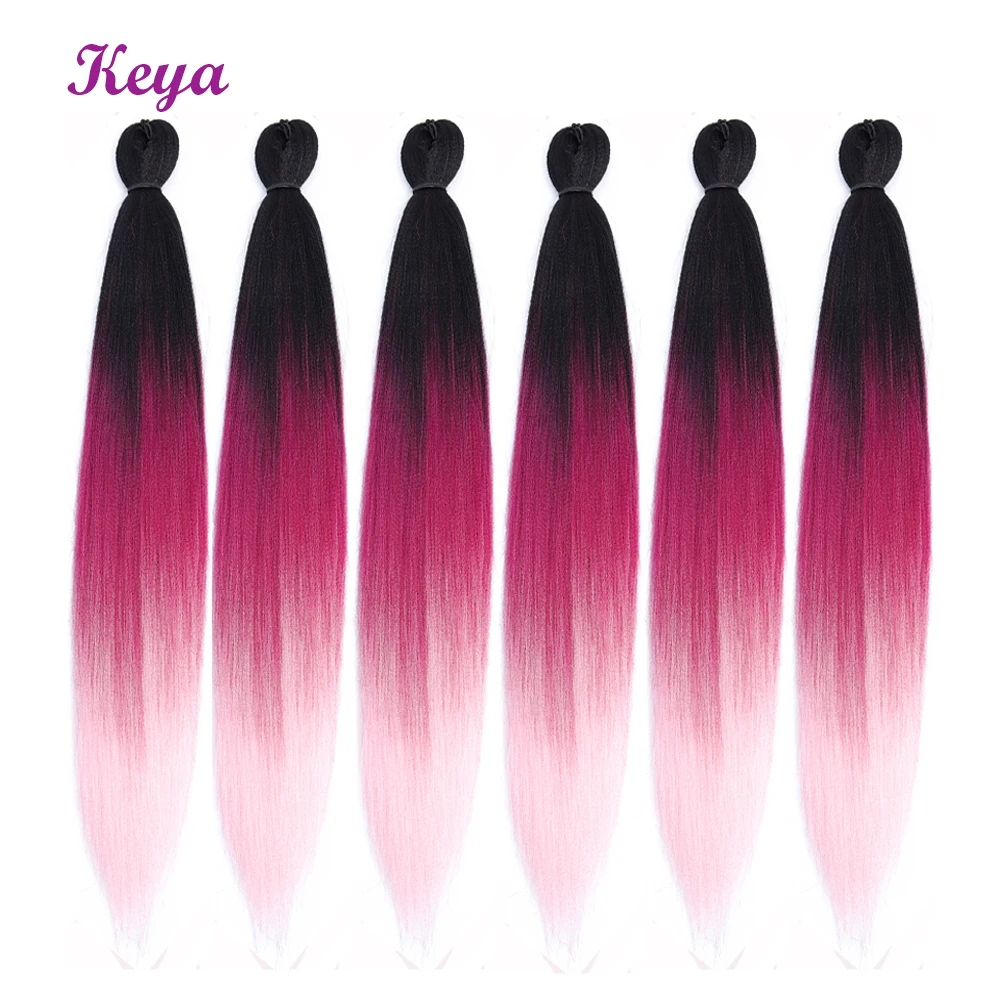 Keya новые огромные косички предварительно Пернатые натуральные слои 24 дюйма Омбре крючком косички синтетические волосы для наращивания для женщин
