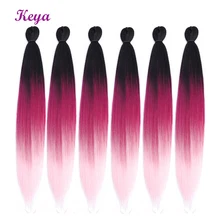 Keya новые огромные косички предварительно Пернатые натуральные слои 24 дюйма Омбре крючком косички синтетические волосы для наращивания для женщин