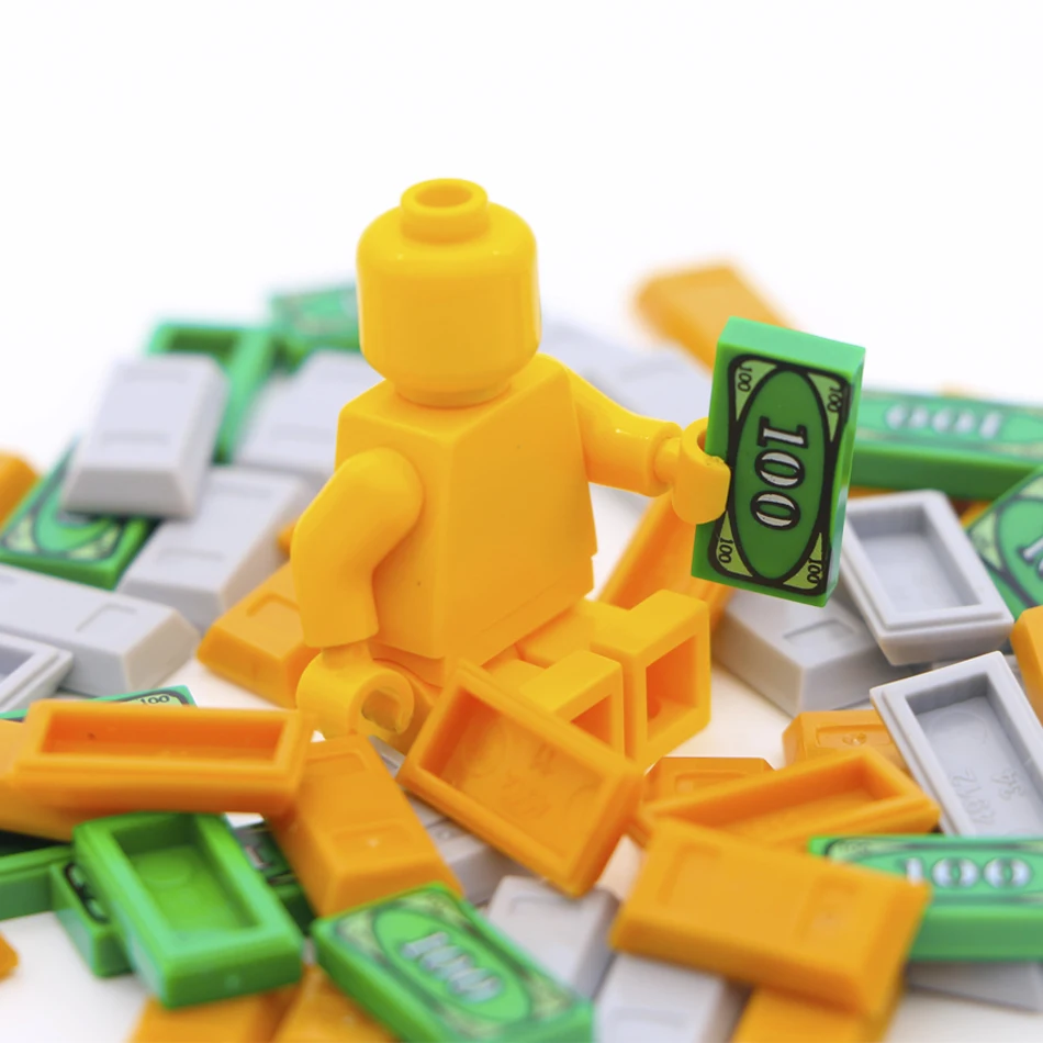 Кубики MOC Friends аксессуары строительные блоки 100 доллар Билл Деньги узор золотые