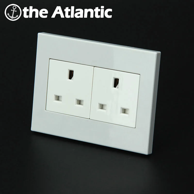 

Atlantic 13A Double UK Socket PC Panel UK Standard Socket Outlet Light Socket Home Garden Hotel 220V 118mm*86mm