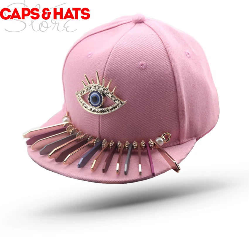 2019 Punk Big Eye Snapback hip hop Cap Kids Children Diamond Baseball Boys Girls Black Gorra Beisbol Hats 50 to 54 cm | Аксессуары для