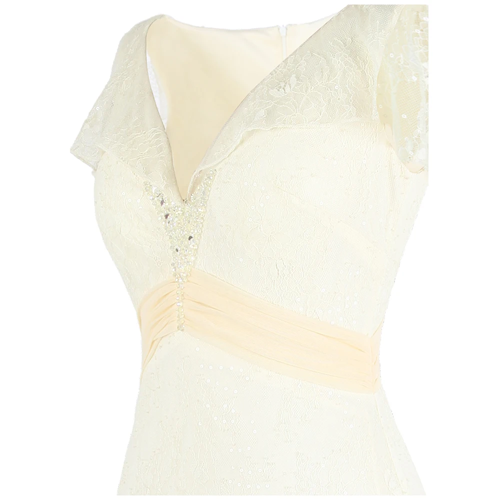 Angel fashions женские кружевные рукава с v образным вырезом вечернее платье отделка из