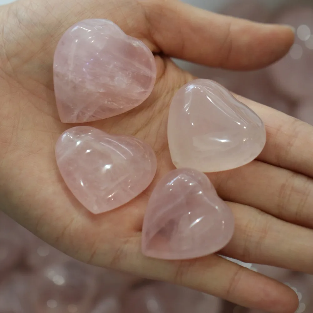 

4pcs pink rose quartz crystal heart wire and wrapping jewelry DIY Love Heart Wedding return gift