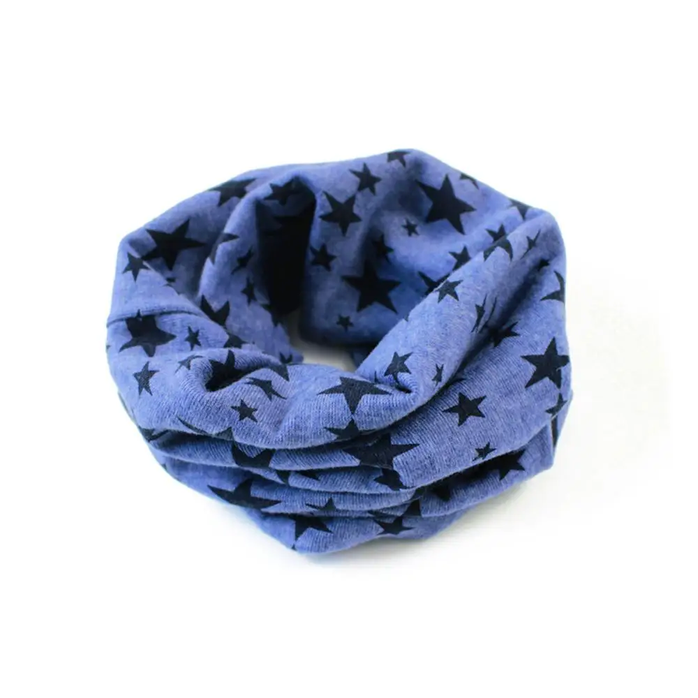Зимний теплый воротник Детский шарф для мальчиков и девочек Детские шарфы с круглым вырезом и звездами - Цвет: DARL BLUE