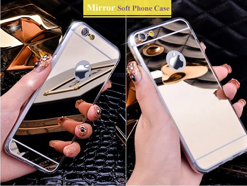 

Mirror Soft Clear TPU Case For iPhone 5 5C 5S SE 6 6S 7 4.7 inch 6 6S 7 Plus 5.5" & 5SE 5s 5 Rose gold Luxury mirror Back Cover