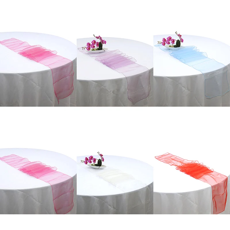 30*275cm Wedding Table Runner Solid Color Tulle Tablecloth Table Runner