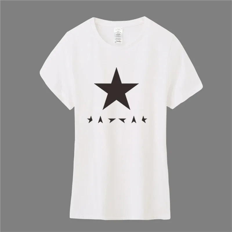 

David Bowie T Shirts Women Girl Novelty T-shirt Short Sleeve O Neck Cotton Music Rock Band Woman Clothings Tops OT-134