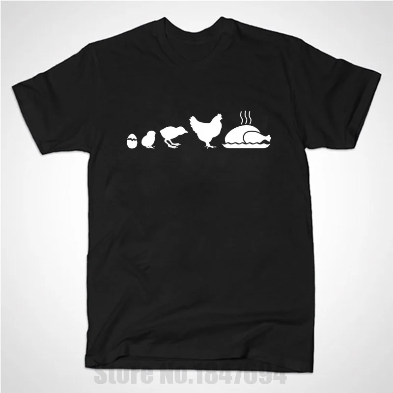 

New Summer Style Egg to Chicken Evolution Funny T Shirt Men Casual Short Sleeve Turkey Christmas T-shirt