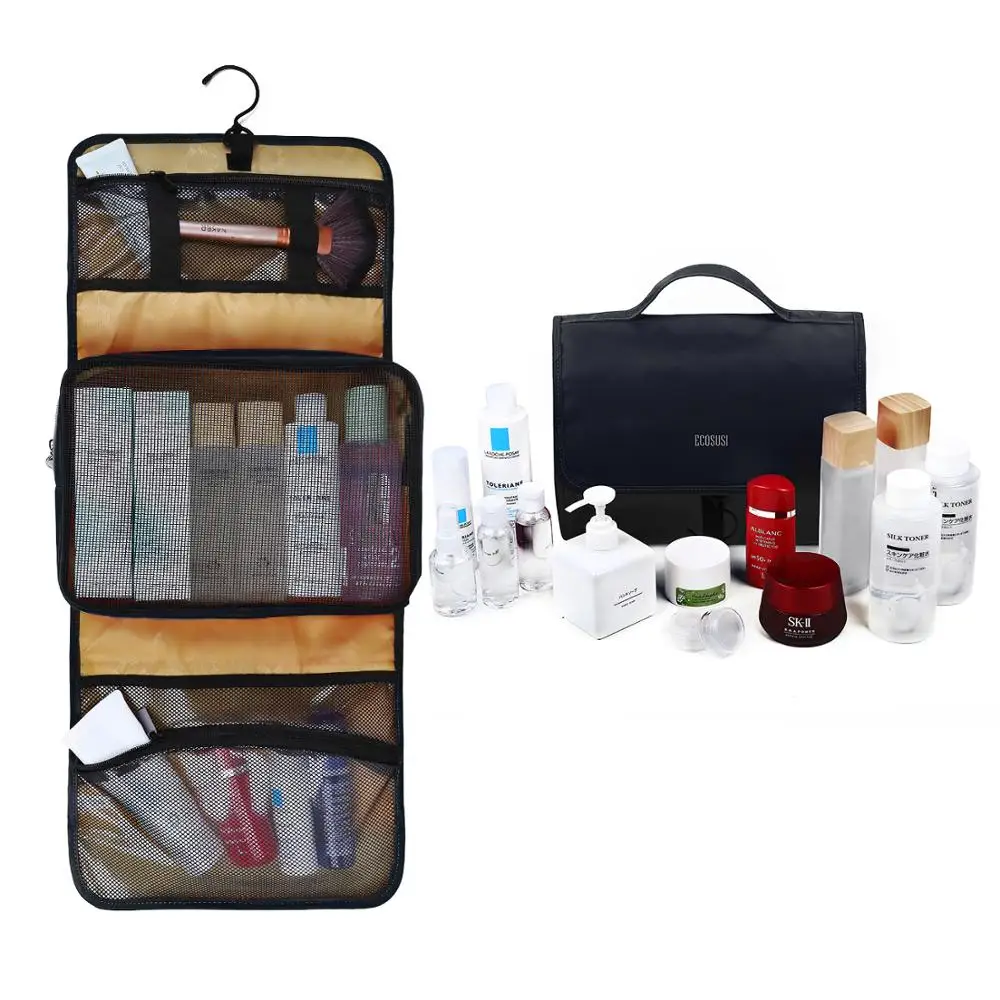 ECOSUSI New Fashion Travel Cosmetic Cases Multifunction Makeup Organizer Bag Women Nylon Toiletry Kits Makeup Bags Wash Bag