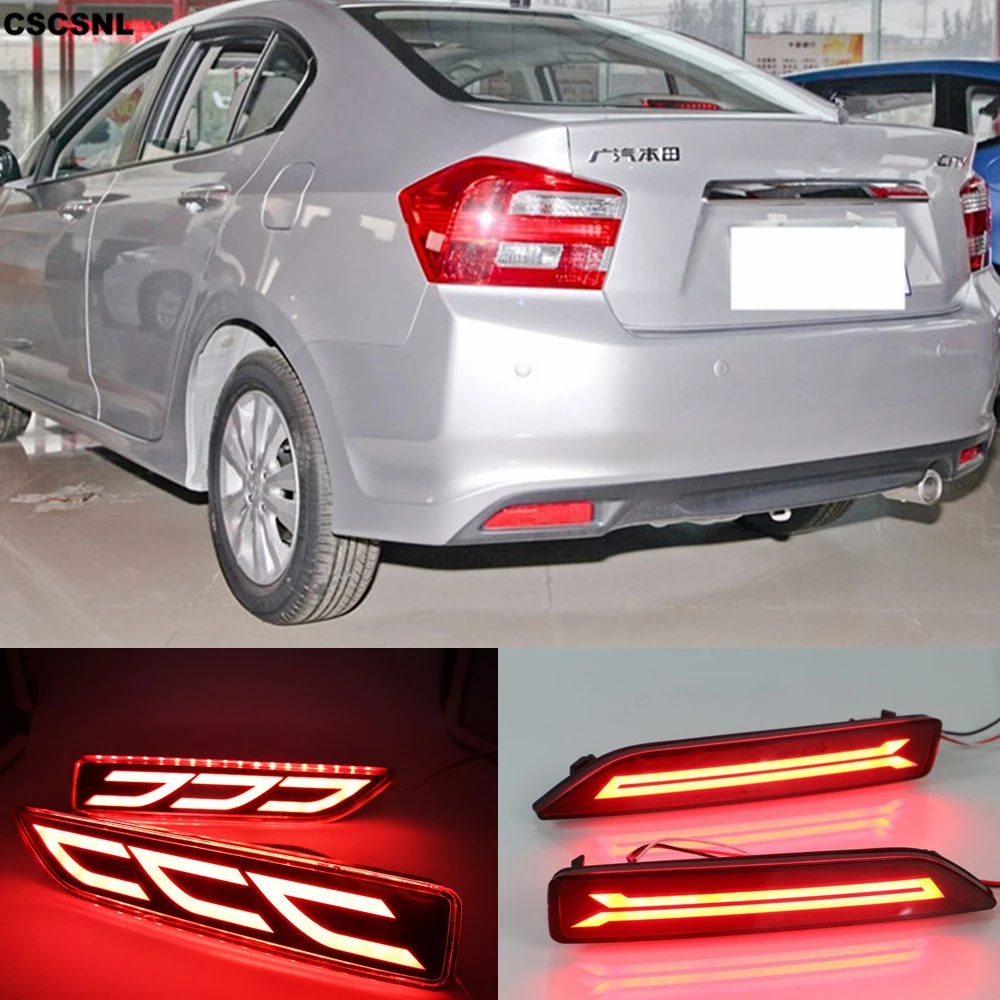 

CSCSNL 2pcs Multi-function Car LED Reflector Lamp Tail lamp Rear Fog Lamp Bumper Light Brake Light For Honda City 2012 2013 2014