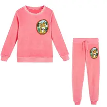 Рождественские наряды для девочек; комплект одежды для мальчиков; брендовая зимняя одежда для маленьких девочек; детский спортивный костюм из велюра и флиса; Детские комплекты с лисой; 2 цвета