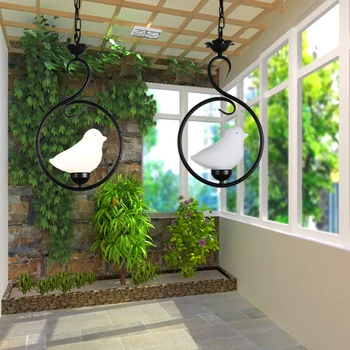 

Modern art glass bird Pendant Lights led lamps Living room led Pendant lamp E27 bulb Black White led lustre light Pendant lamps