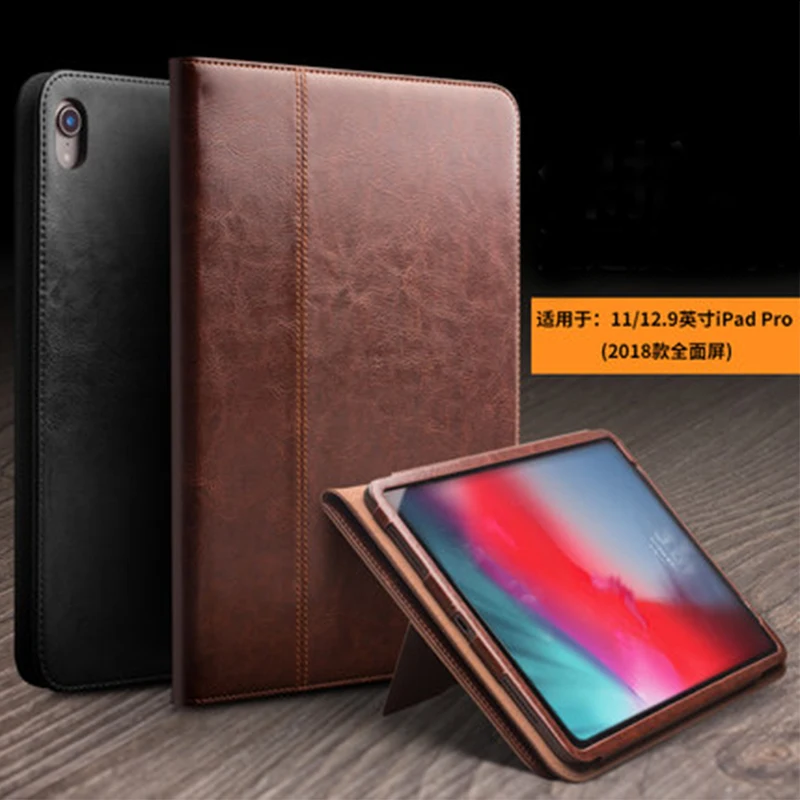 

Genuine Leather Smart Case for iPad Pro 12.9" 2018 Flip Folio Tablet Cover Bag Shell for iPad Pro 11 inch Protective Skin New