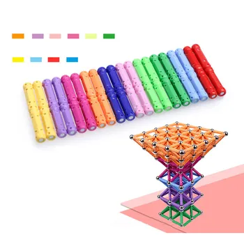 

Free Shipping 100 Stick and 50 Ball Child Early Head Start Training puzzle Amazing Magnetic Building Toy Magnets Magnetic Stick