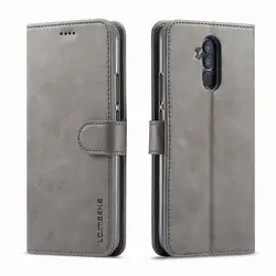 Luxury Leather Flip Wallet Case with Magnetic Book Design for Huawei Mate 20 Pro (Gray)