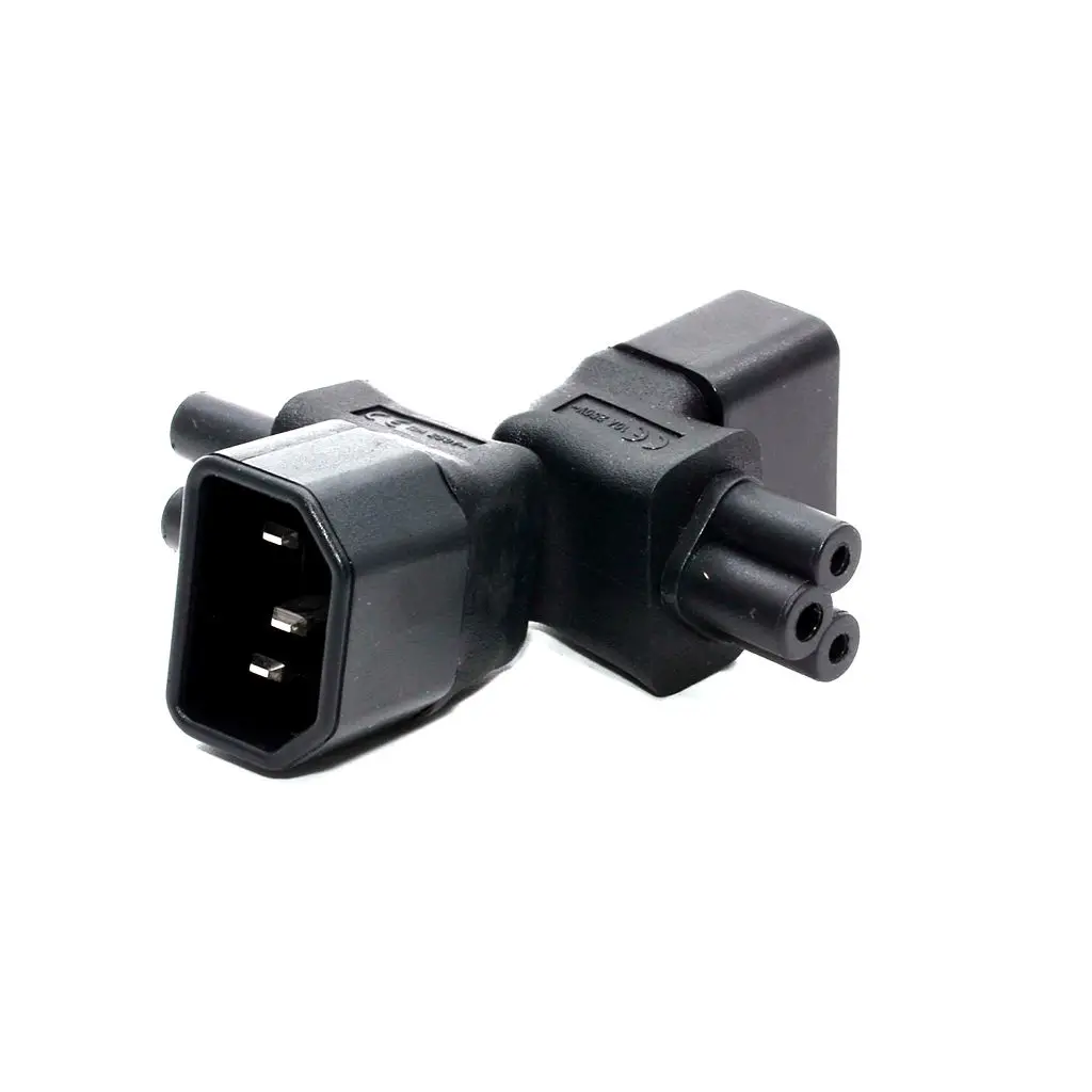 IEC 90 Degree Adapter 3 Poles Male C14 to Micky C5 Up Direction Angled Extension Power Adapter