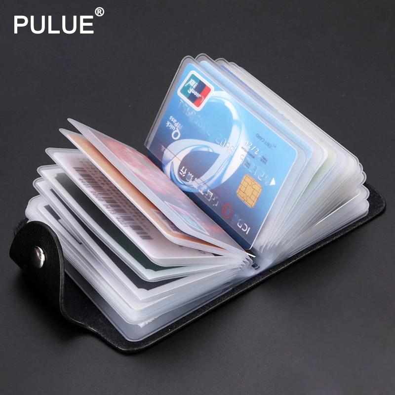 Cerrojo de 24 ranuras Bits bolso de tarjeta de negocios de tarjeta de hombres y mujeres portadores de identificación Banco organizador de tarjeta de crédito de tarjeta de pasaporte cartera