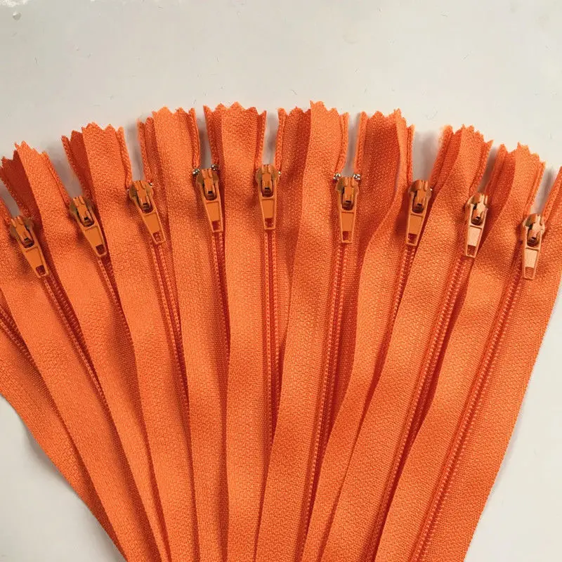 Лидер продаж 10 шт. Разноцветные длинные невидимые сумки портной канализационные молнии закрытый конец портной одеяло Crafter нейлоновая Катушка 8 дюймов ремесло DIY молния - Цвет: Orange