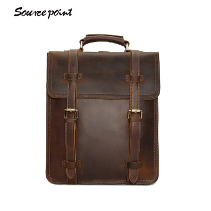 

YISHEN Retro Men Backpack Crazy Horse Leather Men School Bag Casual Business Men Bags Mochila Vintage Male Backpacks YD-8062