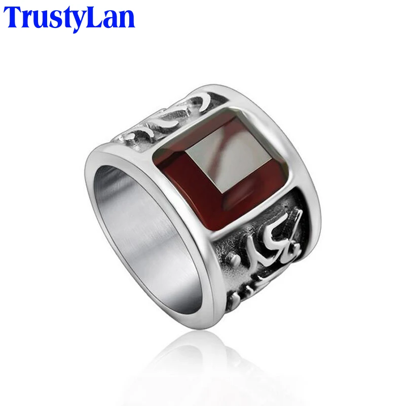 Мужское кольцо с красным камнем из нержавеющей стали|rings with red stones|ring forrings for men |