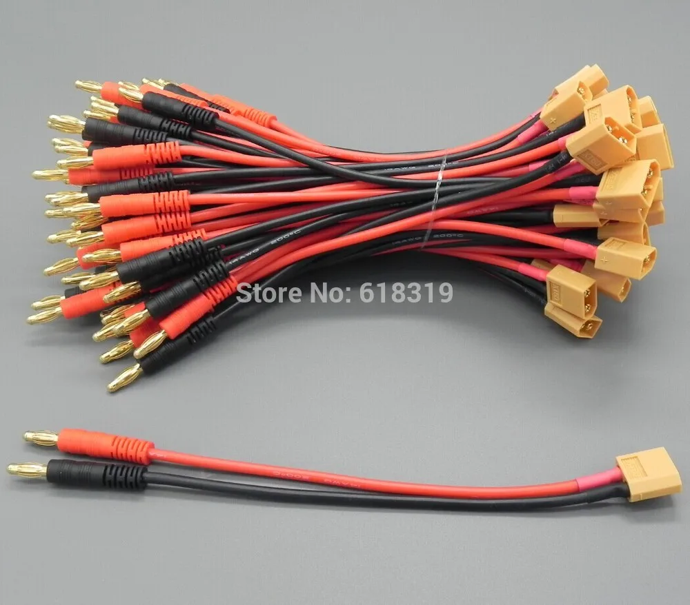 

10sets XT90 to 4mm banana connector bullet plug with 14 AWG Silicone cable 150MM,Lipo Battery for RC Power Supply
