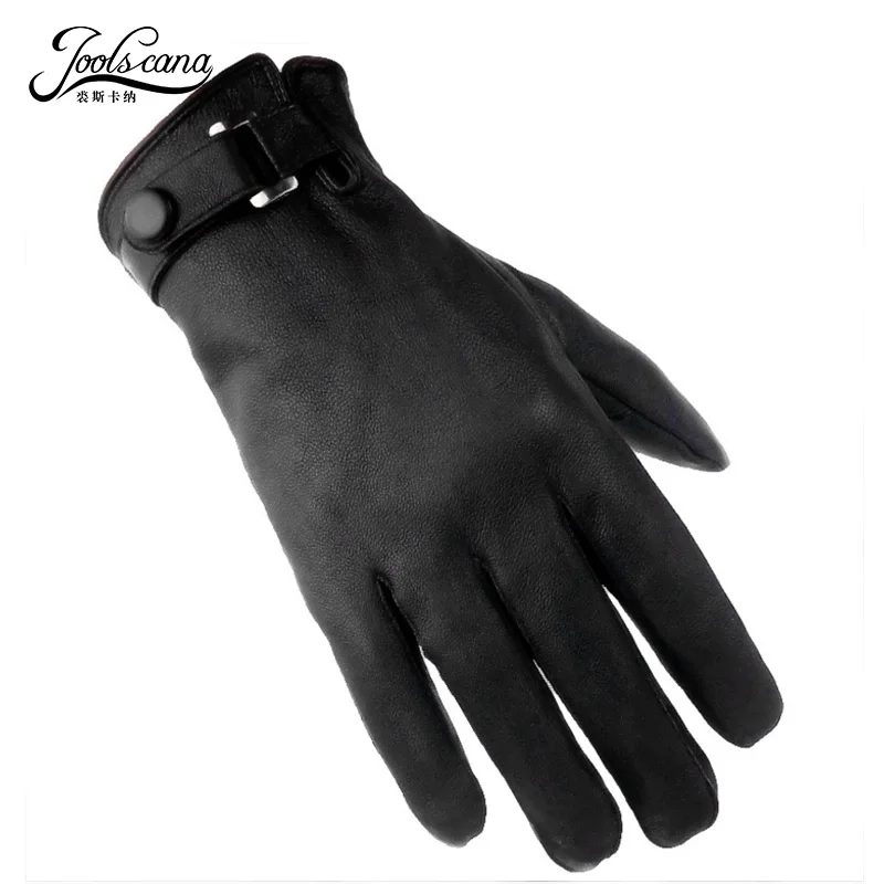 

Joolscana leather gloves men black warm driving gloves genuine leather mittens short fashion glove wholesale 2018 new brand