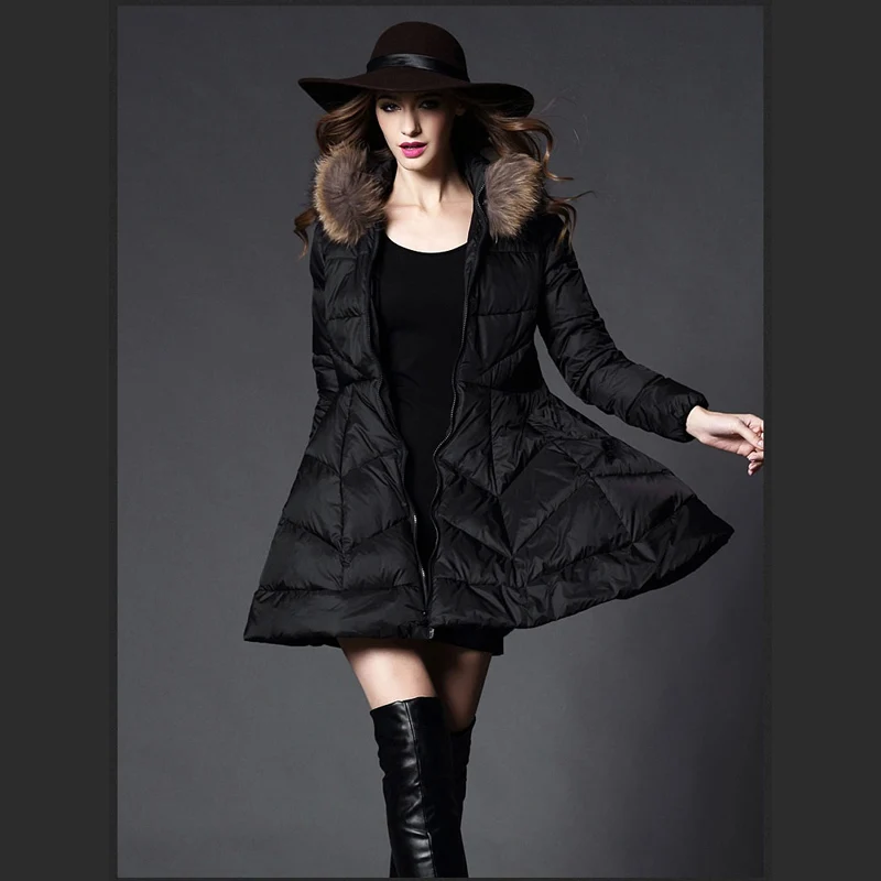 Зимняя куртка для женщин Vestidos A-Line элегантная женская пуховая куртка Горячая Мода утолщенное теплое пальто хлопчатобумажная с мягкой набивкой парка GQ556