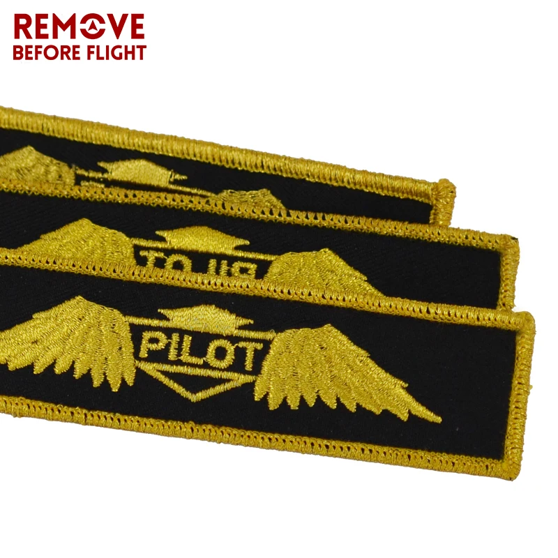 Remove Before Flight Keychain Embroidery Gold-Color Pilot Key Ring Chain for Aviation Gifts OEM Key Chains Aviation Safety Tag3