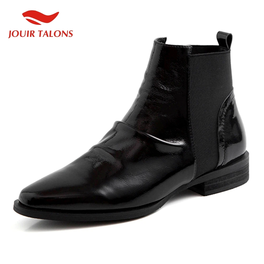 

genuine cow leather top quality 2019 ankle boots woman shoes elastic band comfortable fashion Chelsea boots shoes woman female