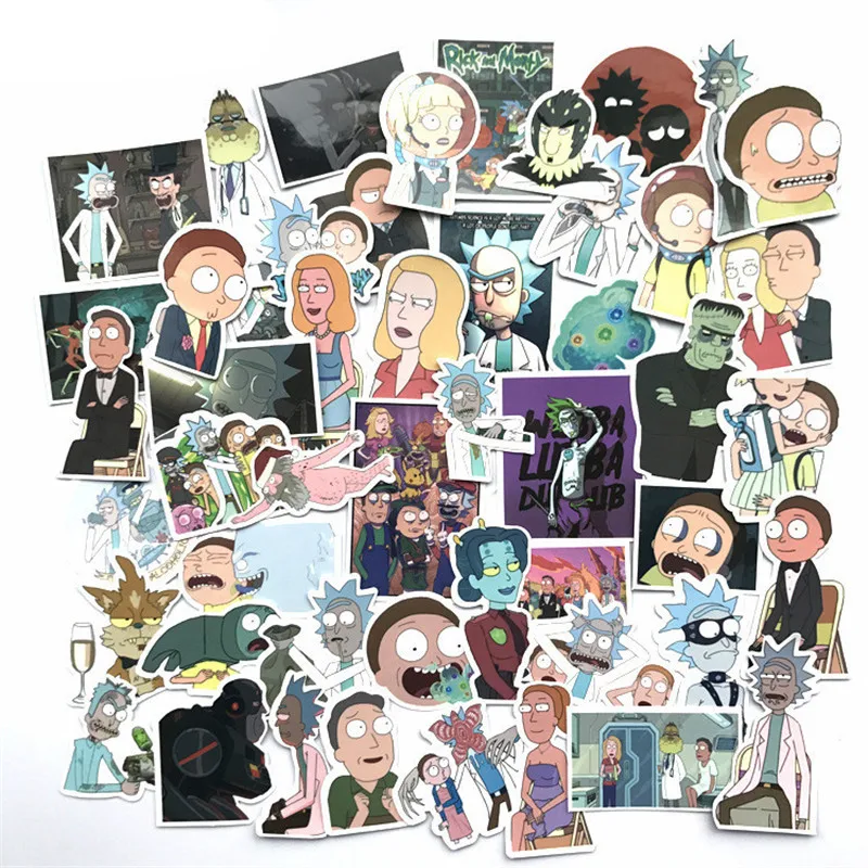 50Pcs Laptop 2019 Stickers Rick And Morty stickers Motorcycle/ Bicycle/ Skateboard Stickers, Luggage Decal Car Sticker Pack