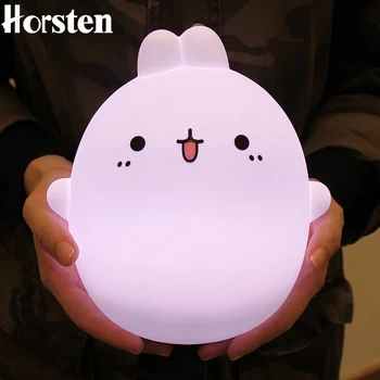 

Horsten Rechargeable Rabbit LED Night Light For Baby Kids Bedside Lamp Multicolor Silicone Touch Sensor Tap Control Nightlight
