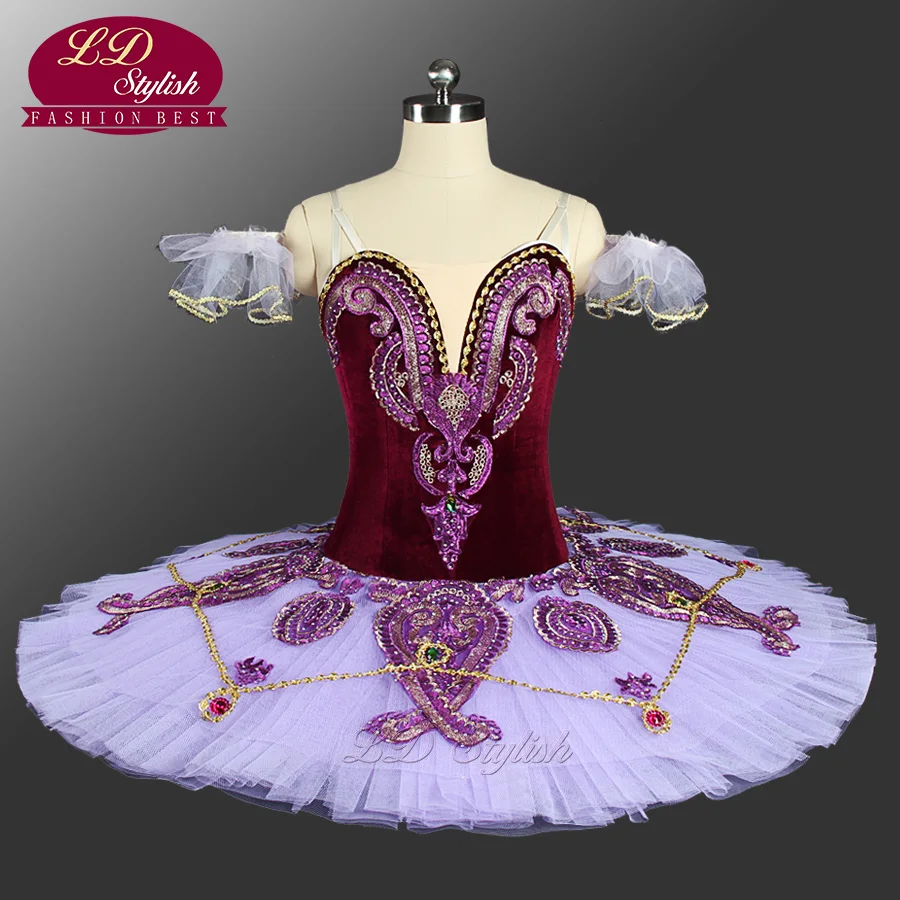 Purple Professional Ballet Tutu With Velvet Pancake Tutu Ballerina