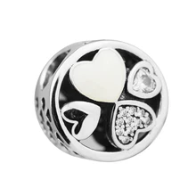 Бусины для изготовления ювелирных изделий DIY Стерлинговое Серебро-ювелирные изделия сердца из бисера Подвески Серебро 925 Berloque Perles Charm